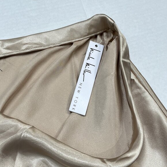 Nicole Miller Skirt Womens L Tan Satin Slip Maxi‎ Black Lace Fairy Wimisigoth - Picture 6 of 9